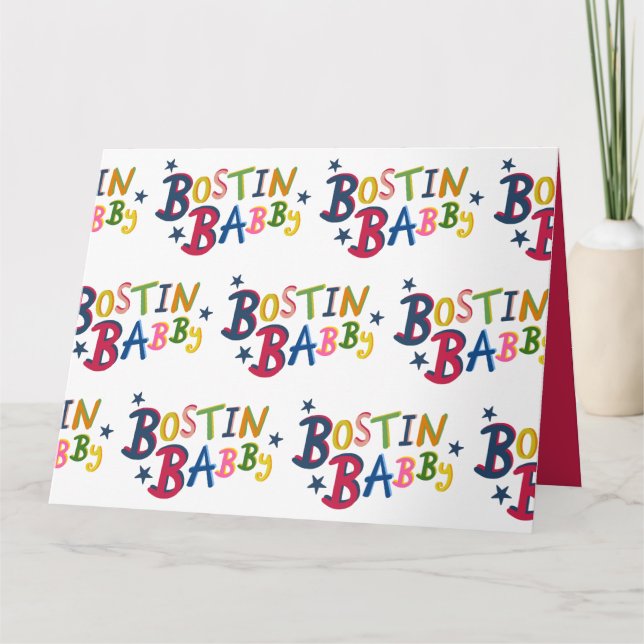 BOSTIN BABBY Black Pays Mots Nouvelle Carte Bébé (Devant)