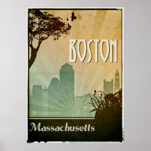 Boston Art Deco Design City Poster