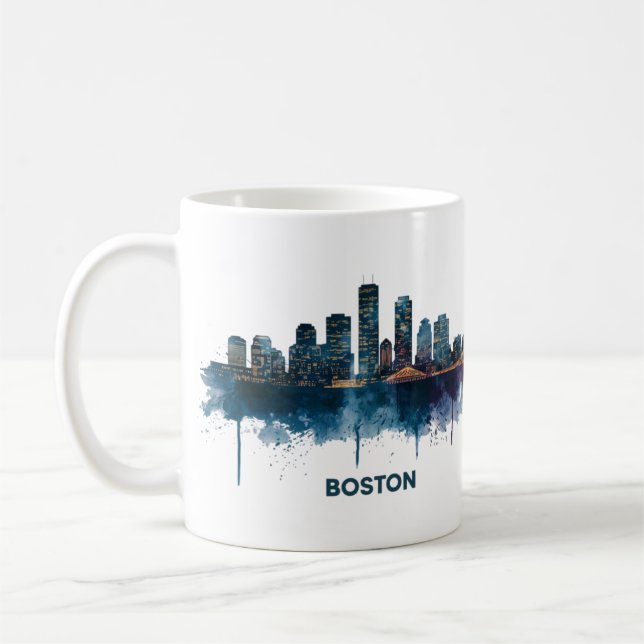Boston City Skyline, Boston Ma Skyline Coffee Mug (Gauche)