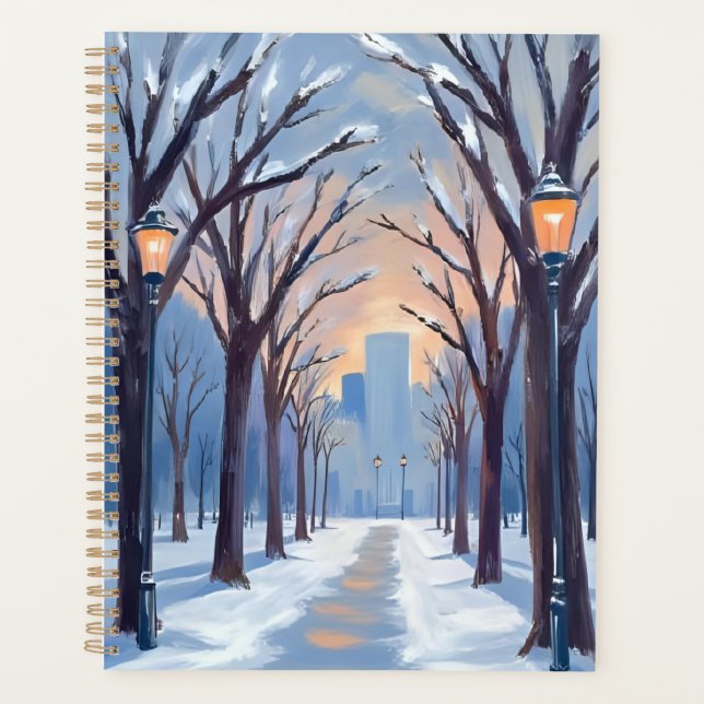 Boston Common | Chute de neige en hiver Aquarelle (Devant)