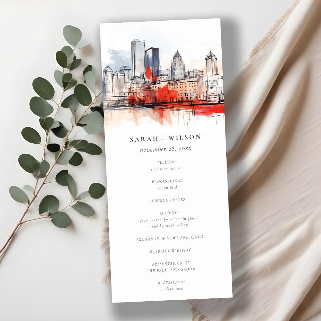 Boston Massachusetts City Scape Wedding Programme (Créateur téléchargé)