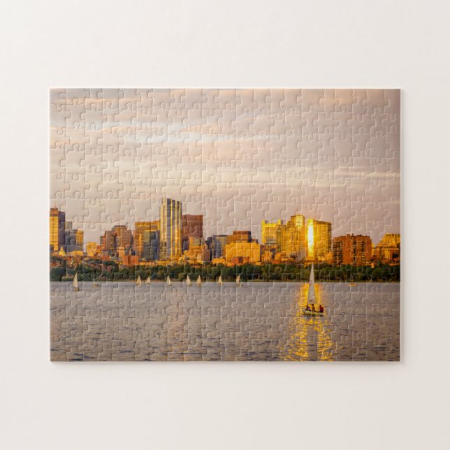 Boston Puzzle - Boston Skyline au coucher du solei (Horizontal)
