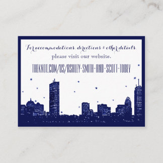 Boston Skyline Bleu foncé sur carte d'insertion bl