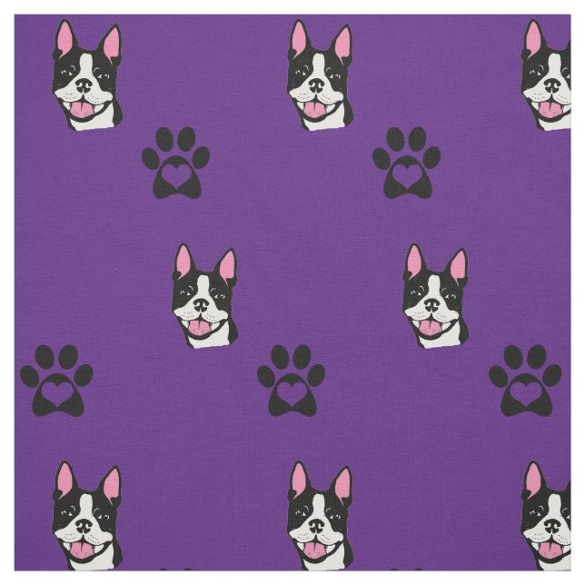 Boston Terrier avec le tissu de coton de pattes (Échantillon)
