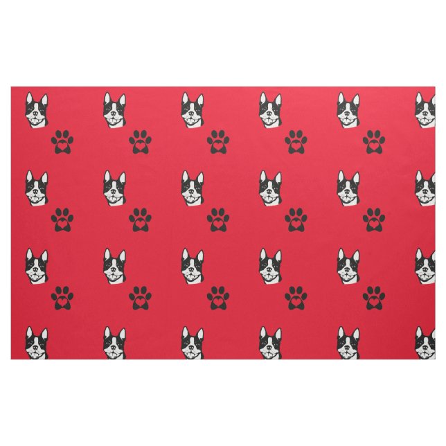 Boston Terrier avec le tissu de coton de pattes (Fat Quarter)