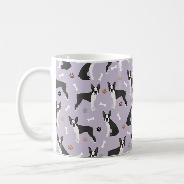 Boston Terrier Bones and Paws Coffee Mug (Gauche)