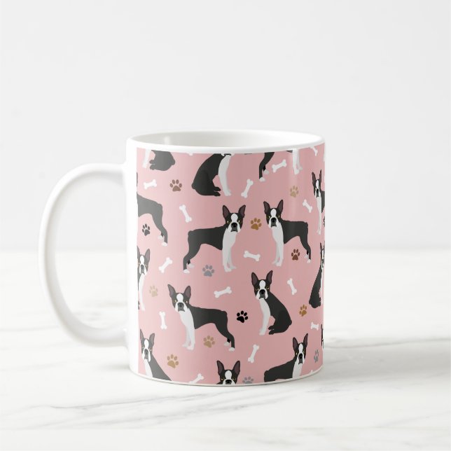 Boston Terrier Bones and Paws Coffee Mug (Gauche)