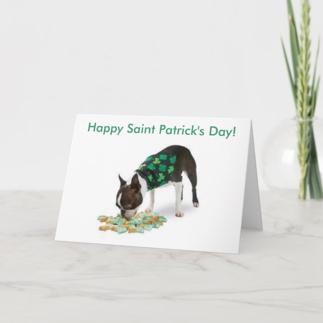 Boston Terrier Bonne Carte St. Patrick (Devant)