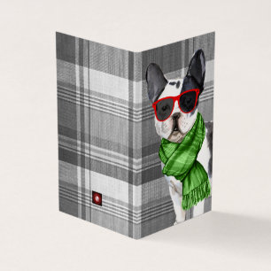 Boston Terrier Christmas Chien Plaid Holiday