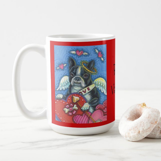 Boston Terrier Cupid CHIEN VALENTINE CLASSIQUE MUG (Avec donut)