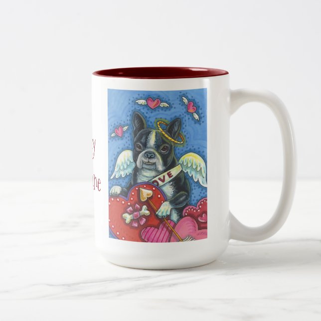 Boston Terrier Cupide CHIEN VALENTINE 2 TONE MUG R (Droit)