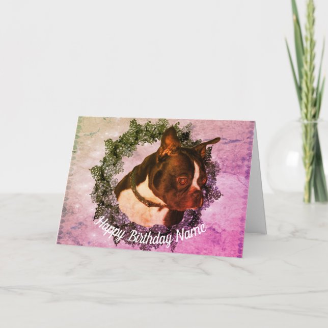Boston Terrier Dog Art Carte d'anniversaire person (Devant)