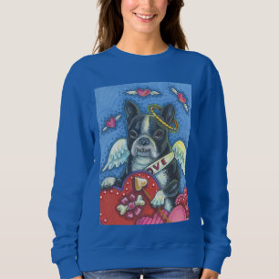 Boston Terrier, DOG VALENTINE SWEATSHIRT Royal