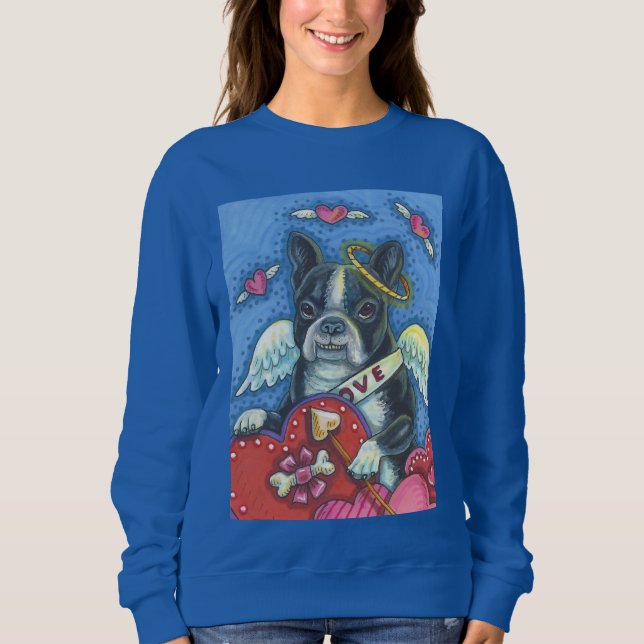 Boston Terrier, DOG VALENTINE SWEATSHIRT Royal (Devant)