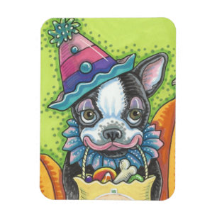 BOSTON TERRIER HALLOWEWEEN CLOWN, MAGNET DE CHIEN 
