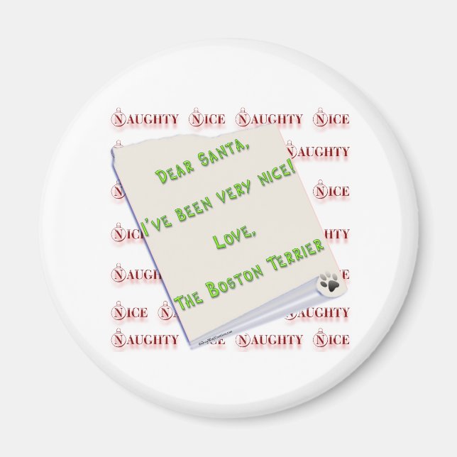 Boston Terrier Naughty ou Nice - Magnet (Devant)