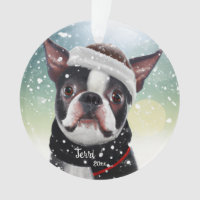 Boston Terrier, Noël, Père Noël Dog Orament