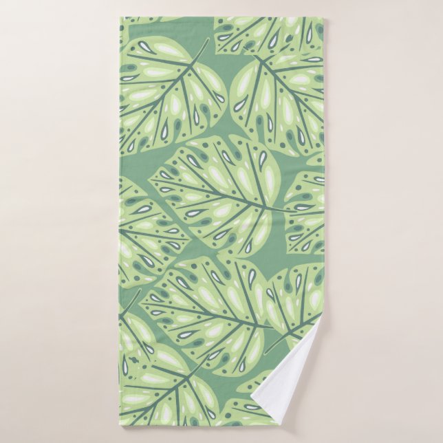 Botanic jungle seamless pattern in pastel green co (Serviette de bain)