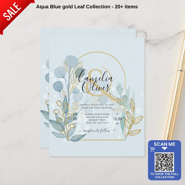 Botanica Moderne ; Faire-Part de Mariage Aqua SeaG (Créateur téléchargé)