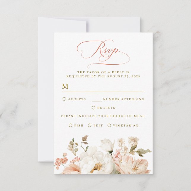 Botanical Elegant Floral Wedding RSVP Cards (Devant)