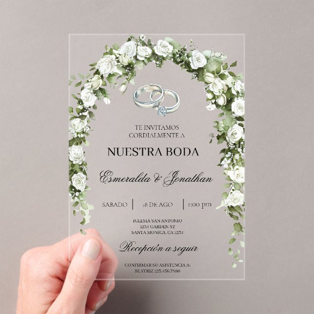 Botanical garden with ring Wedding Invitation (In situ (ordinateur de poche))