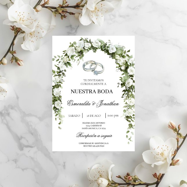 Botanical garden with ring Wedding Invitation (Créateur téléchargé)