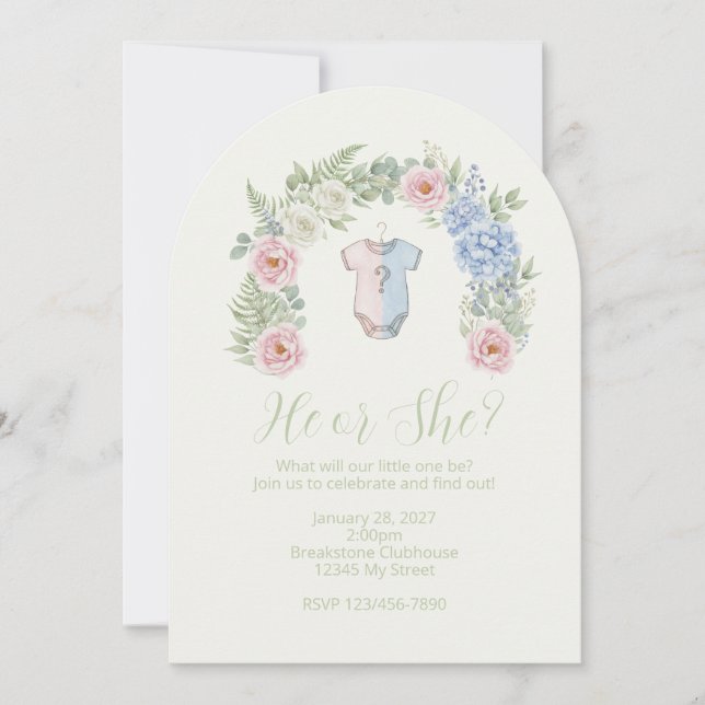 Botanical Gender Reveal Invitation (Devant)