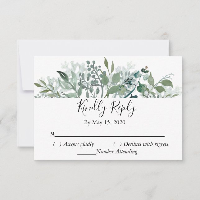 Botanical Greenery RSVP Mariage Kindly Répondre (Devant)