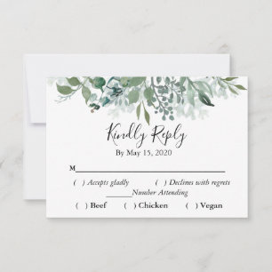 Botanical Greenery RSVP Mariage Kindly Répondre