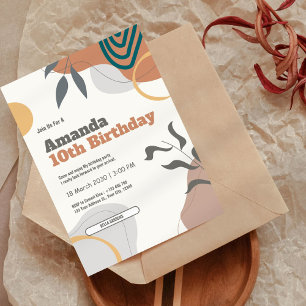 Botanical Retro 10th Birthday Invitation