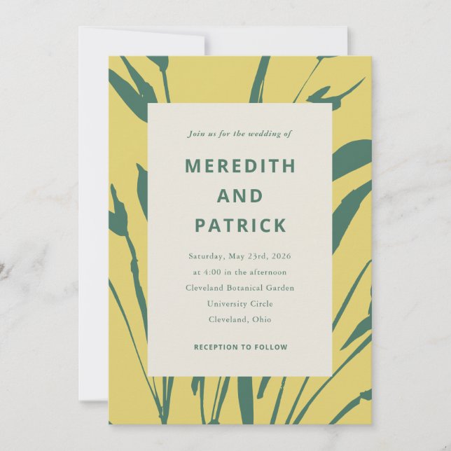 Botanical Sketch Citrus Pine Wedding Invitation (Devant)