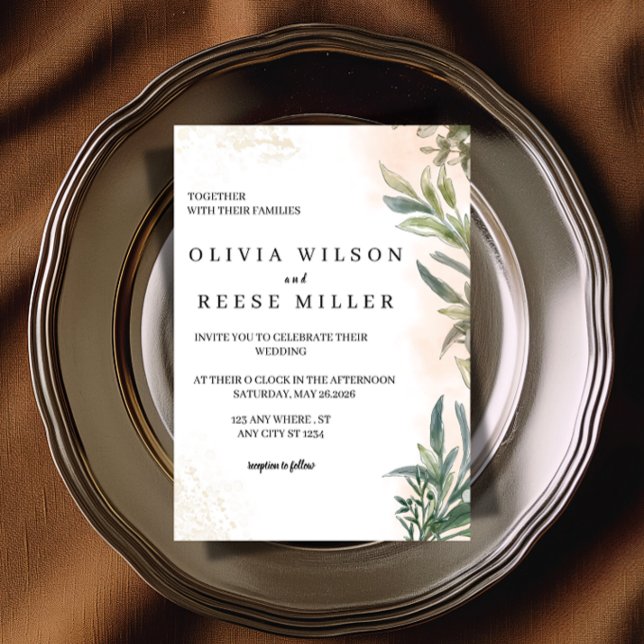 Botanical Watercolor Wedding Invitation  (Créateur téléchargé)