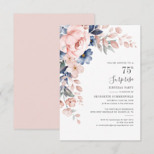 Botanique 75e anniversaire Invitation rose floral