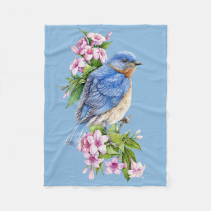 Botanique Bleu Oiseau Petite couverture en polaire