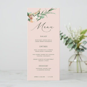 Botanique Boho Green Blush Pink Mariage Menu