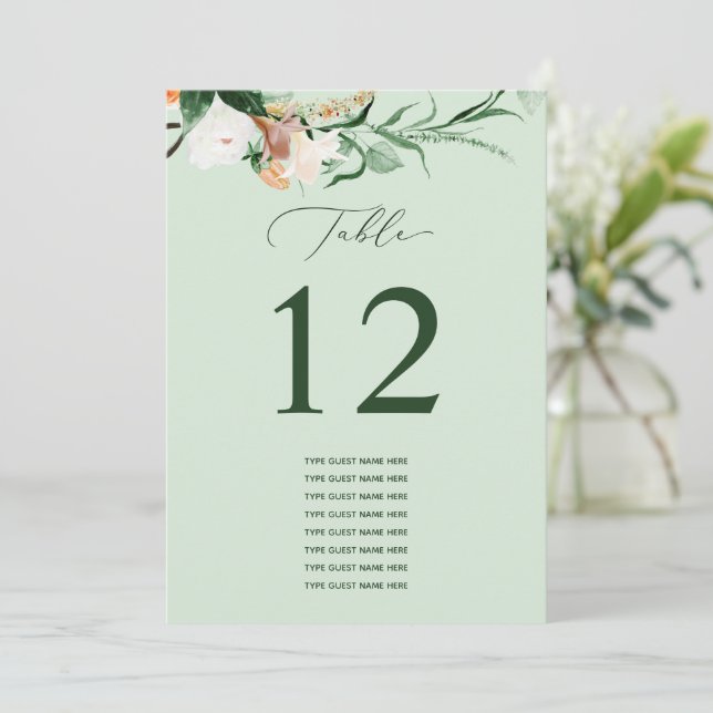 Botanique Boho Personnalisé Nom de l'invité Numéro (Debout devant)