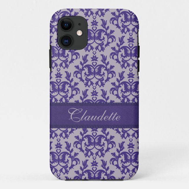 Botanique damassé violet gris iphone5 coque (Dos)