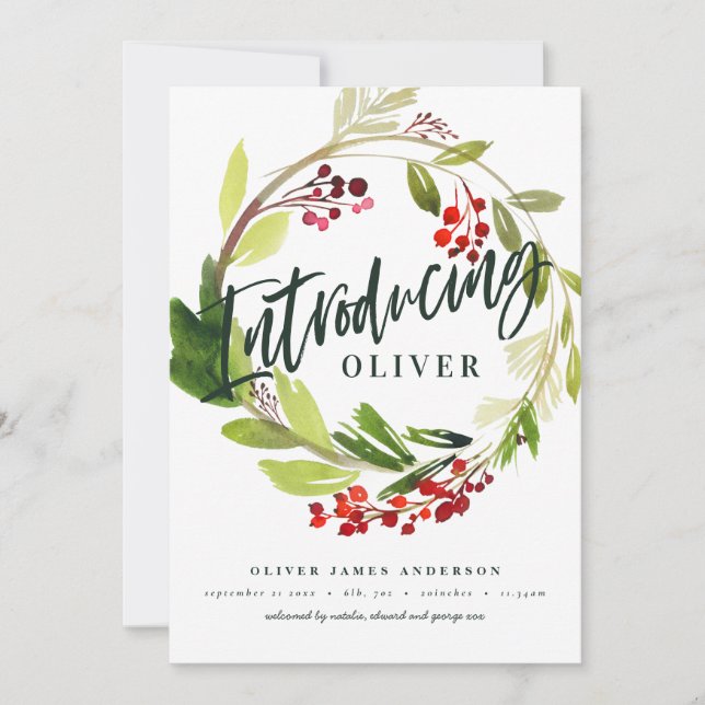 Botanique de Noël introduction faire-part de naiss (Devant)