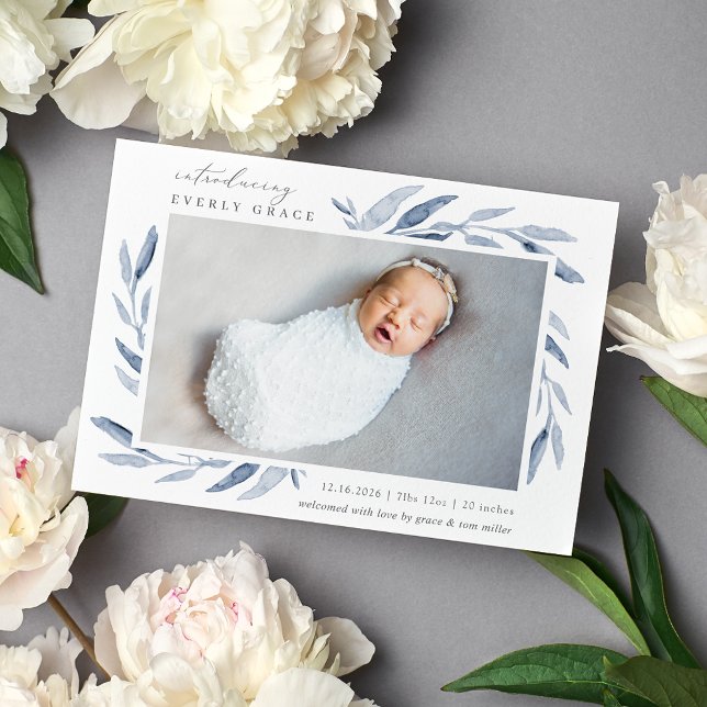 Botanique de printemps | Faire-part de naissance p (Créateur téléchargé)