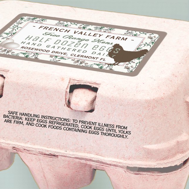 Botanique Étiquette de carton d'oeuf avec Hen et O (Créateur téléchargé)