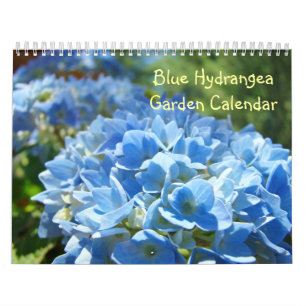 Botanique floral d'hortensia de calendrier bleu de