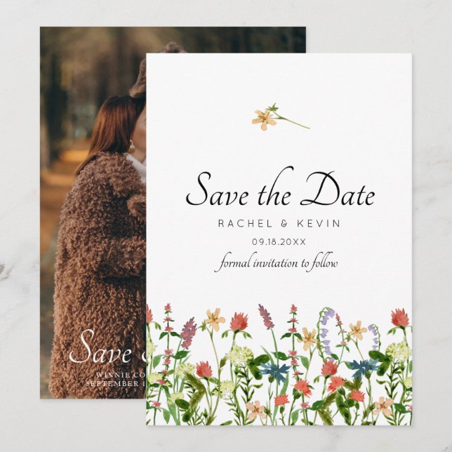 Botanique Floral Enregistrer La Date Invitation (Devant / Derrière)