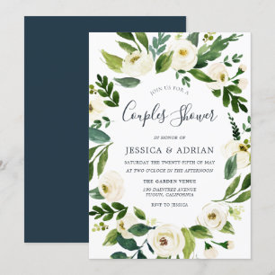 Botanique Floral Wreath Couples Invitation de douc