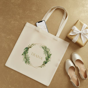 Botanique Gold Green Personnaliser Nom Sac fourre-