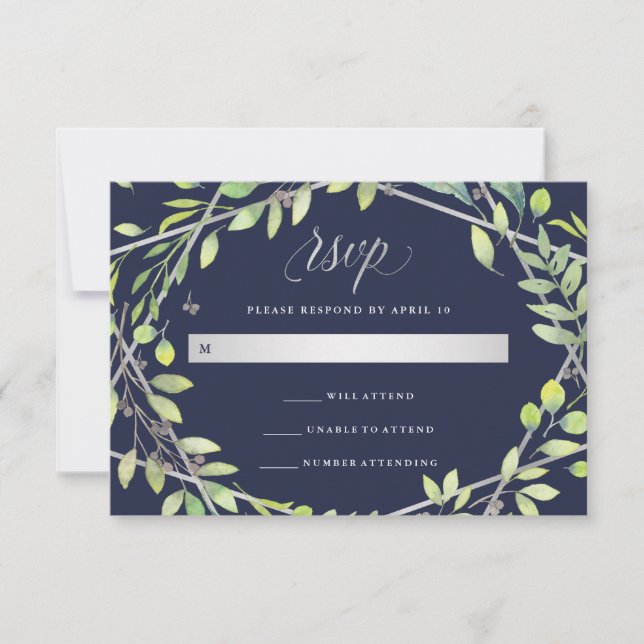 Botanique moderne | Silver Look Wedding RSVP (Devant)