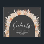 botanique noire élégante pampa détails mariages<br><div class="desc">Carte de détails mariage design bohème moderne en terre cuite pampas herbe botanique.</div>