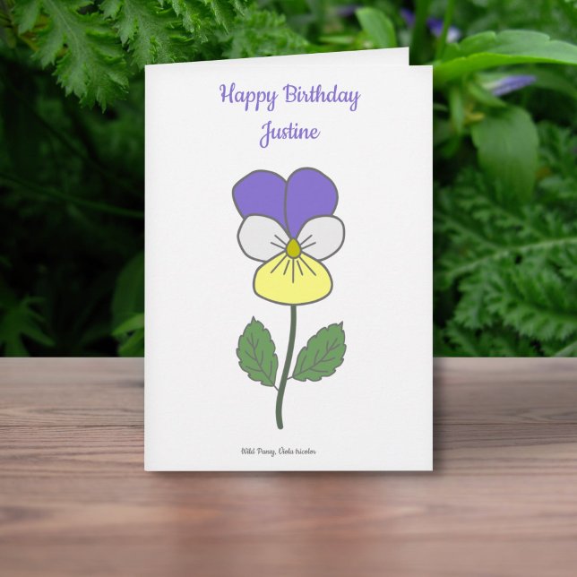 Botanique Pansy Pastel Flower Carte Anniversaire (Botanical Wild Pansy Birthday Card )