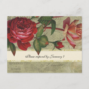 Botanique Rose de style Vintage RSVP Carte postale