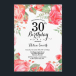 Botanique Rouge Floral 30e anniversaire Invitation<br><div class="desc">Botanique Rouge Floral 30e Invitation anniversaire. Floral Pink Peonies Invitation d'anniversaire pour les femmes. Fleur florale aquarelle. Elégante Rose rose et Fleurs de pivoine. Anniversaire adulte. Fond blanc. Noir et blanc. 13ème 15ème 16ème 18ème 20ème 21ème 30ème 40ème 50ème 60ème 70ème 80ème 90ème 100ème, tout âge. Pour plus de personnalisation,...</div>
