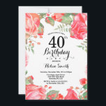 Botanique Rouge Floral 40e anniversaire Invitation<br><div class="desc">Botanique Rouge Floral 40e Invitation anniversaire. Floral Pink Peonies Invitation d'anniversaire pour les femmes. Fleur florale aquarelle. Elégante Rose rose et Fleurs de pivoine. Anniversaire adulte. Fond blanc. Noir et blanc. 13ème 15ème 16ème 18ème 20ème 21ème 30ème 40ème 50ème 60ème 70ème 80ème 90ème 100ème, tout âge. Pour plus de personnalisation,...</div>